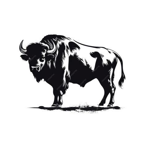 Premium AI Image | A silhouette black and white drawing of a bison