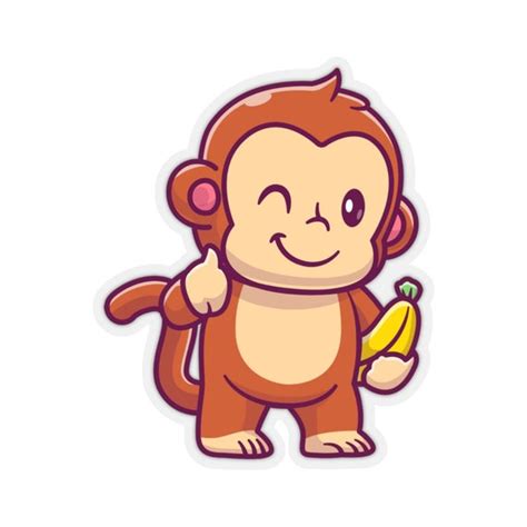 Monkey Sticker Animal Banana Laptop Decal Vinyl Cute - Etsy