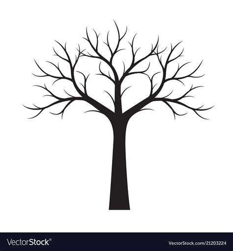 Shape of black Tree without Leaves. Vector Illustration. Vector ...