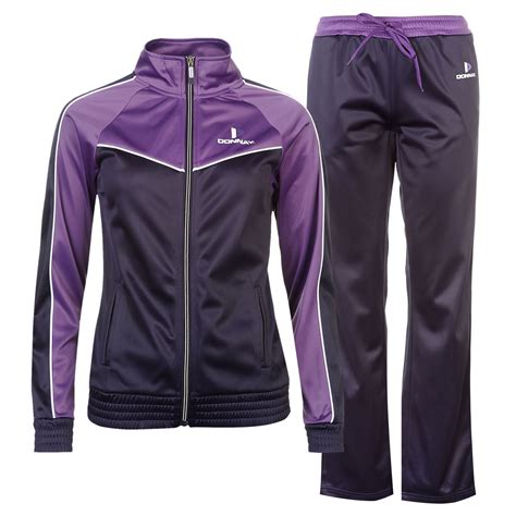 Donnay Womens Poly Tracksuit Funnel Neck Zip Full Drawstring ...