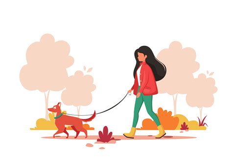 Clipart Dog Girl Walking