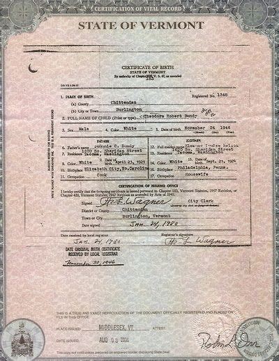 Ted Bundy’s birth certificate | CRAZIES!! | Pinterest | Ted bundy, True crime, Ted