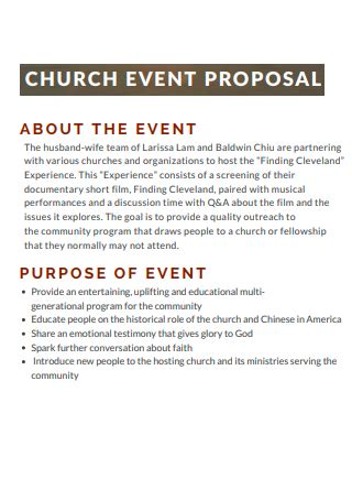 19+ SAMPLE Church Event Proposal in PDF | MS Word | Google Docs | Apple Pages