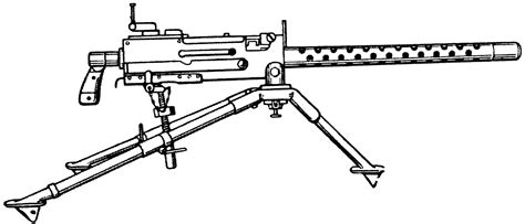 How To Draw A Machine Gun Ww1 : Maxim gun diagrammatic view of the gun drawing by illustrated ...