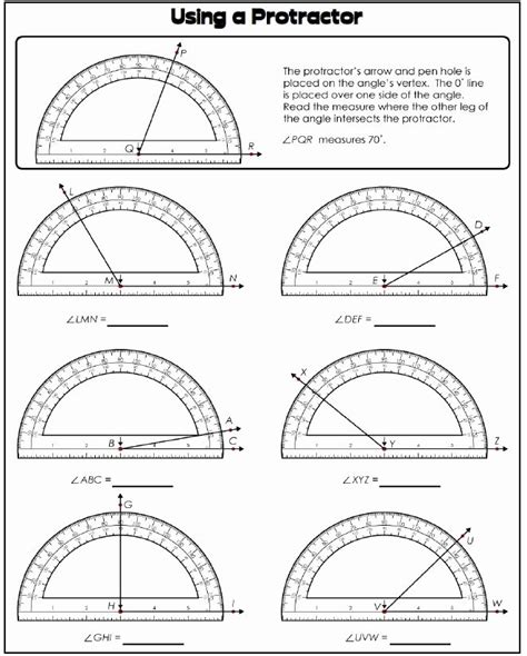 50 Reading A Protractor Worksheet