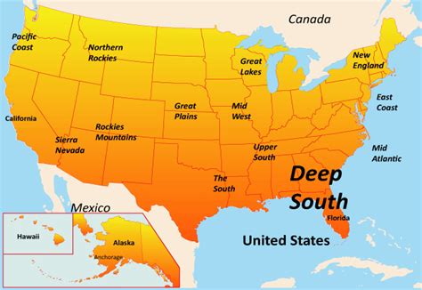 Deep South Map With Labels