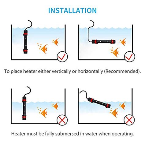 Uniclife Aquarium Heater Preset Submersible with Electronic Thermostat for 20 Gallon Fish Tank ...