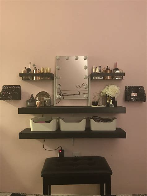 Wonderful Floating Shelves Makeup Sliding