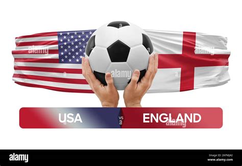 USA vs England national teams soccer football match competition concept ...