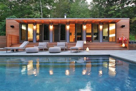 Modern Modular Prefab Pool House | Connecticut | Cedar Siding Sliding ...