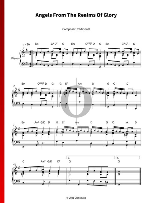 Angels From The Realms Of Glory Sheet Music (Piano Solo) - OKTAV