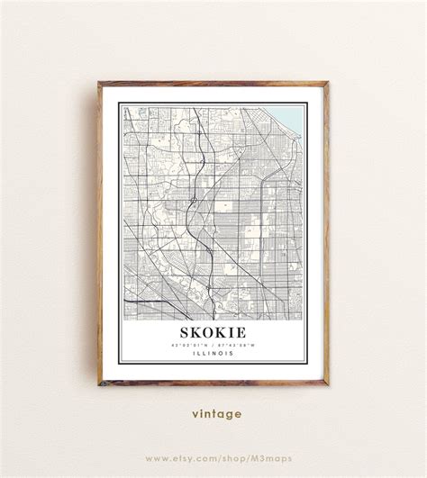 Skokie Illinois Map, Skokie IL Map, Skokie City Map, Skokie Print ...