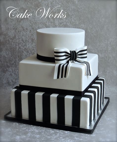 Simple Black And White Wedding Fondant covered cake with Black and ...