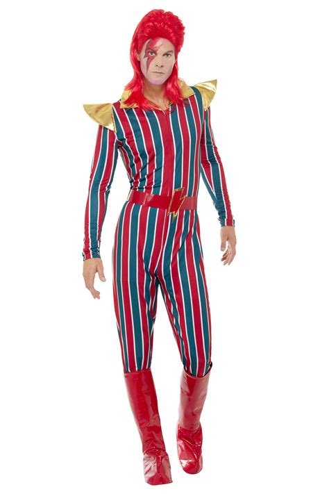 Smiffys Mens Space Superstar David Bowie Starman Fancy Dress Costume OR Wig | eBay