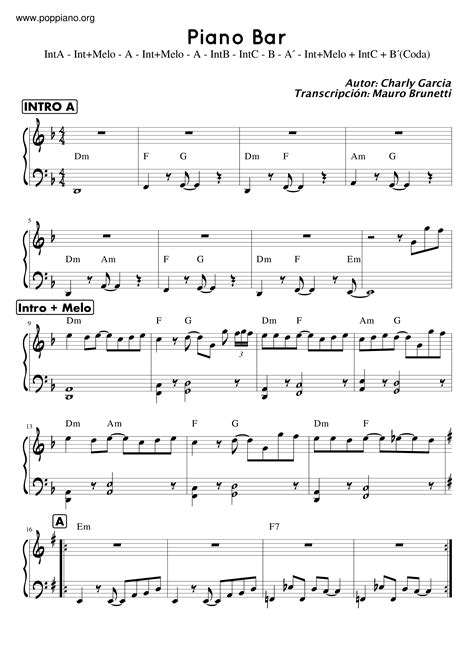 Charly Garcia-Piano Bar Sheet Music pdf, - Free Score Download ★