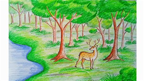 How to draw forest scene Step by step (very easy) - YouTube