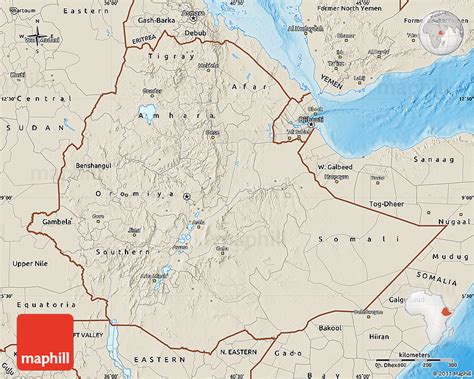 Shaded Relief Map of Ethiopia