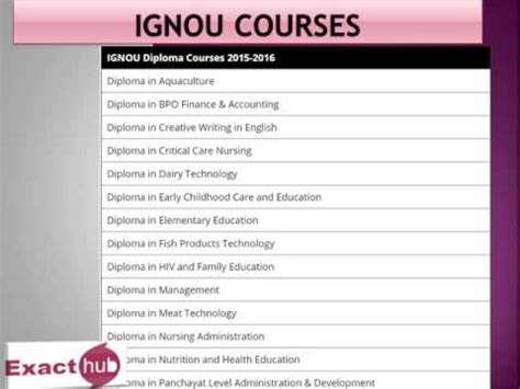 IGNOU Courses List - YouTube