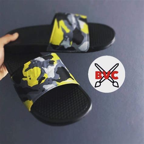 Black Nike Benassi Slides X Camo | BV Customs