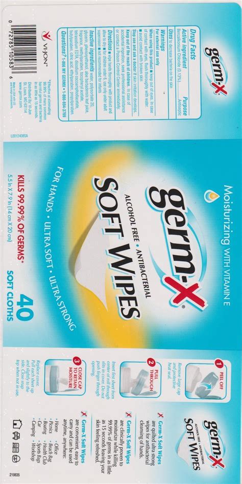 GERM-X SOFT WIPES ALCOHOL FREE ANTIBACTERIAL (benzalkonium chloride- 0. ...