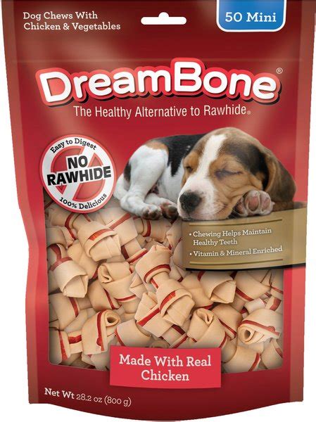 DREAMBONE Mini Chews Chicken Flavor Dog Treats, 50 count - Chewy.com