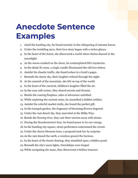 Anecdote Sentence - 99+ Examples, PDF, Tips