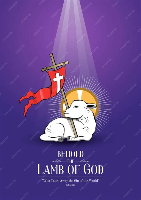 Premium Vector | Lamb with cross christian symbol