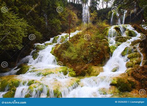 Panda Lake Waterfalls in Jiuzhai Valley Stock Image - Image of beautiful, filar: 3526203