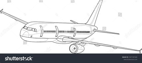 Airplane Sketch Vector Illustration Black White Stock Vector (Royalty ...