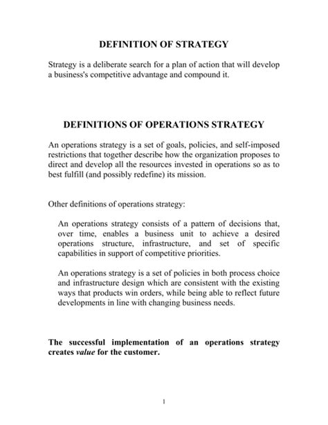 DEFINITION OF STRATEGY