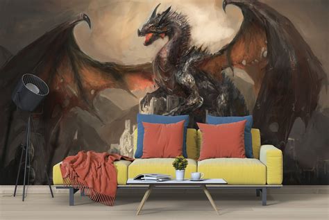 Dragon Castle Wall Mural Wallpaper