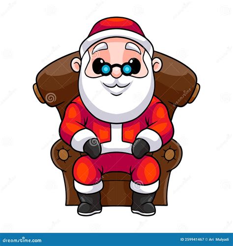 Cartoon Cute Santa Claus Sitting on the Sofa Stock Vector ...