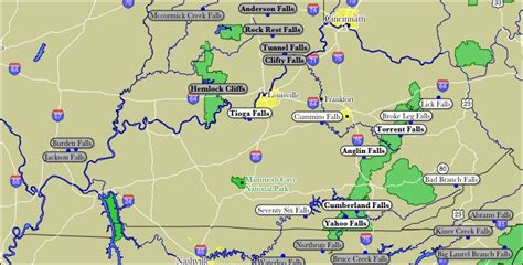 Map of Kentucky WaterFalls