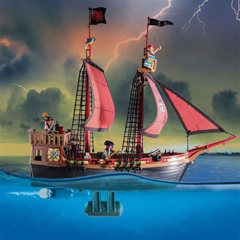 Playmobil 70411 Pirates Large Floating Pirate Ship With Cannon ...