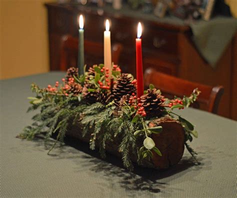 DIY Yule Log Tutorial | Log centerpieces, Yule celebration, Christmas candle decorations