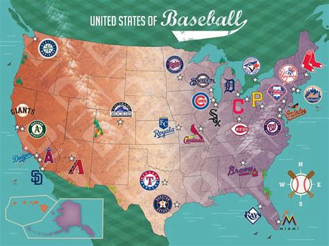 MLB League Baseball Map, 500 Pieces, MasterPieces | Puzzle Warehouse | Mlb baseball teams, Usa ...