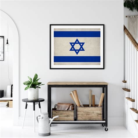 Israel Flag Art, Israel Flag Print, Israeli Flag Poster, Country Flags ...