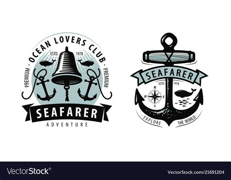 Seafarer shipping cruise logo or label nautical Vector Image