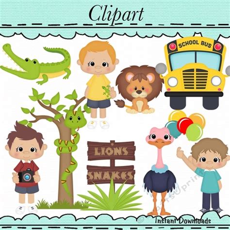 School Field Trip Zoo Boys Clip Art - CUP982309_43589 | Craftsuprint