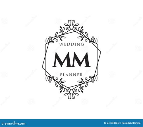 MM Initials Letter Wedding Monogram Logos Collection, Hand Drawn Modern Minimalistic and Floral ...