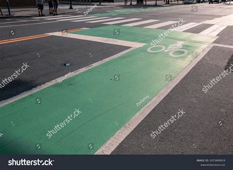 Bike Lane Road Markings On Road Stock Photo 2072680919 | Shutterstock