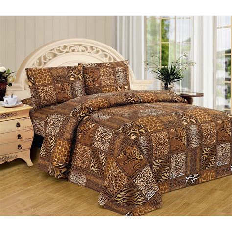 WPM WORLD PRODUCTS MART Animal Zebra Leopard Print Sheet Set: 3 Piece Black Brown Jungle Safari ...