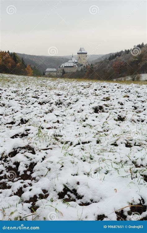 Winter Castle Karlstejn stock image. Image of monument - 99687651