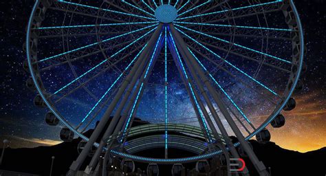 Seattle Great Ferris Wheel at Pier Night Rigged 3D model | 3d model ...