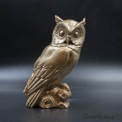 Owl Golden Statue, Ancient Greece Goddess Athena Symbol, Bird of Wisdom Symbol of Library and ...