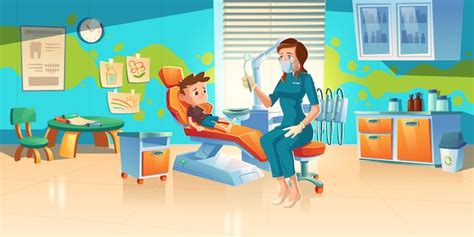 Free Vector | Child at dentist office. little boy patient at dental ...