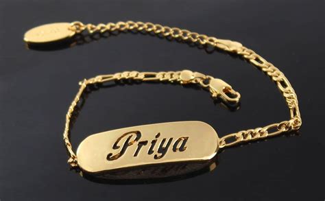 Name Necklace Priya 18K Gold Plated Necklace and Bracelet | Etsy