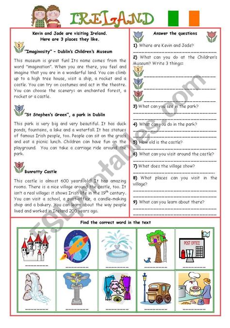 ENGLISH-SPEAKING COUNTRY(13) IRELAND(EXERCISES) 2pages - ESL worksheet ...