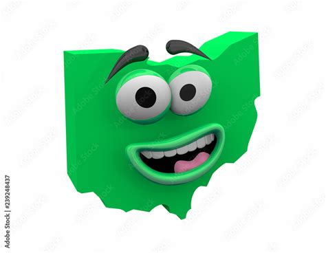 Ohio State Map Eyes Mouth Funny Cartoon Face 3d Illustration Stock Illustration | Adobe Stock