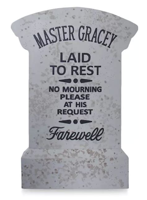 Disney Tombstone Replica - Master Gracey Garden Tombstone